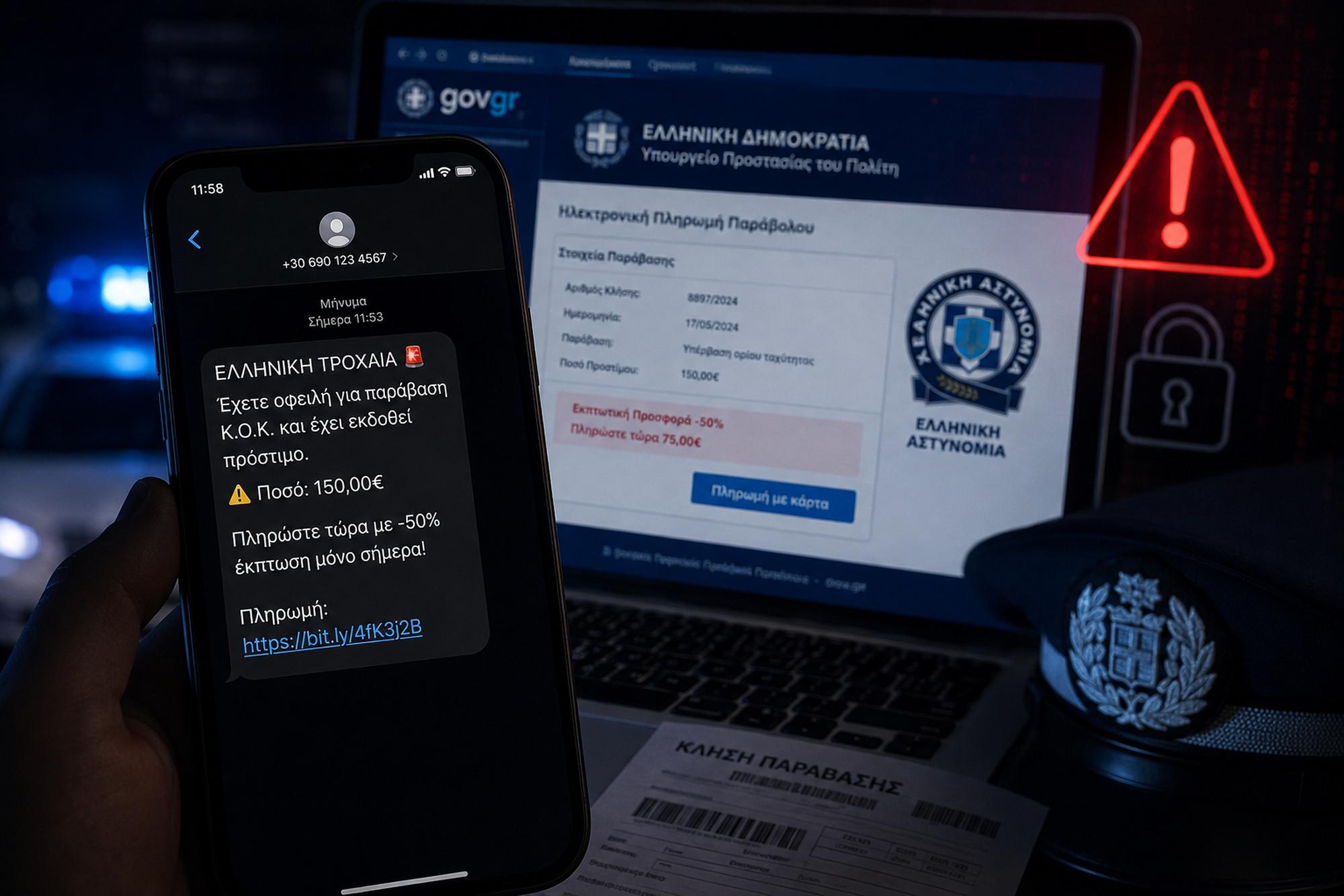 Παγίδα με SMS για δήθεν πρόστιμα της Τροχαίας 