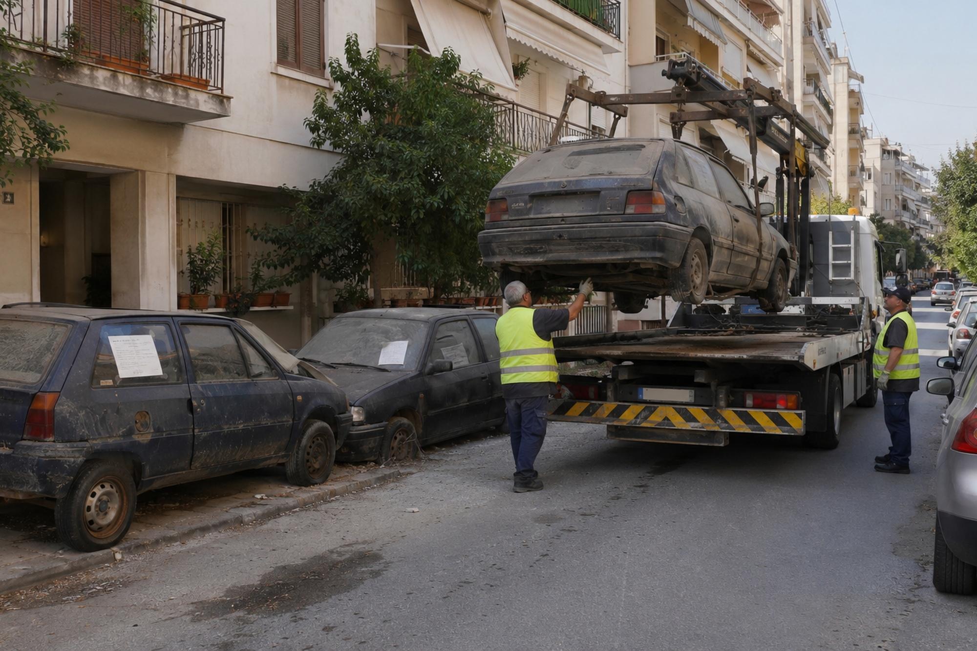 Αποσύρονται χιλιάδες εγκαταλελειμμένα αυτοκίνητα από τους δρόμους της Αθήνας 
