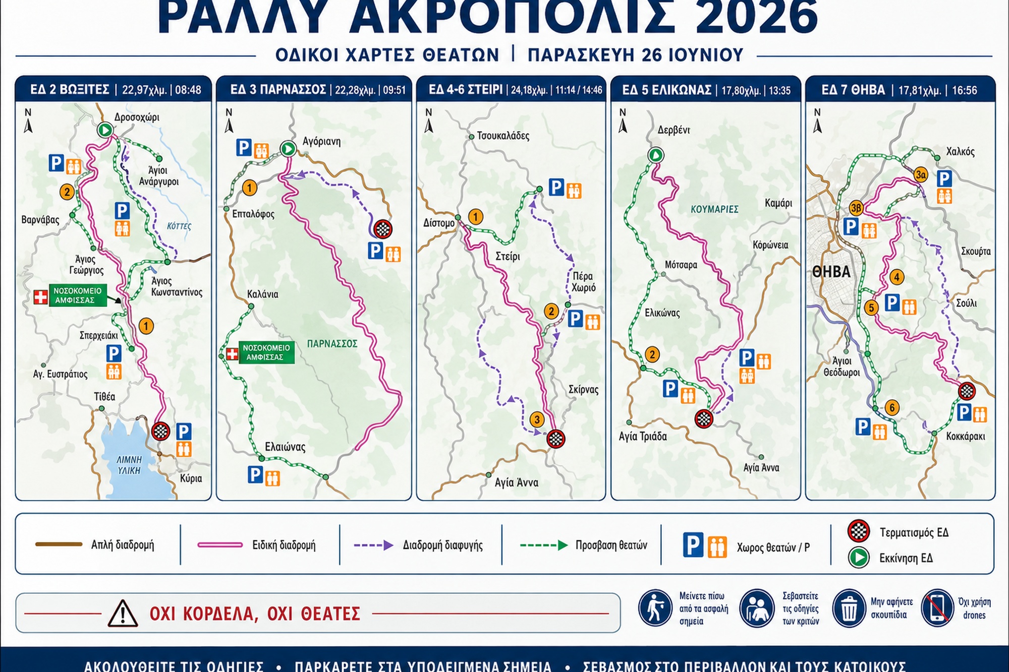 Βγήκαν οι προσβάσεις θεατών για όλες τις ειδικές του Ράλι Ακρόπολις 2026 