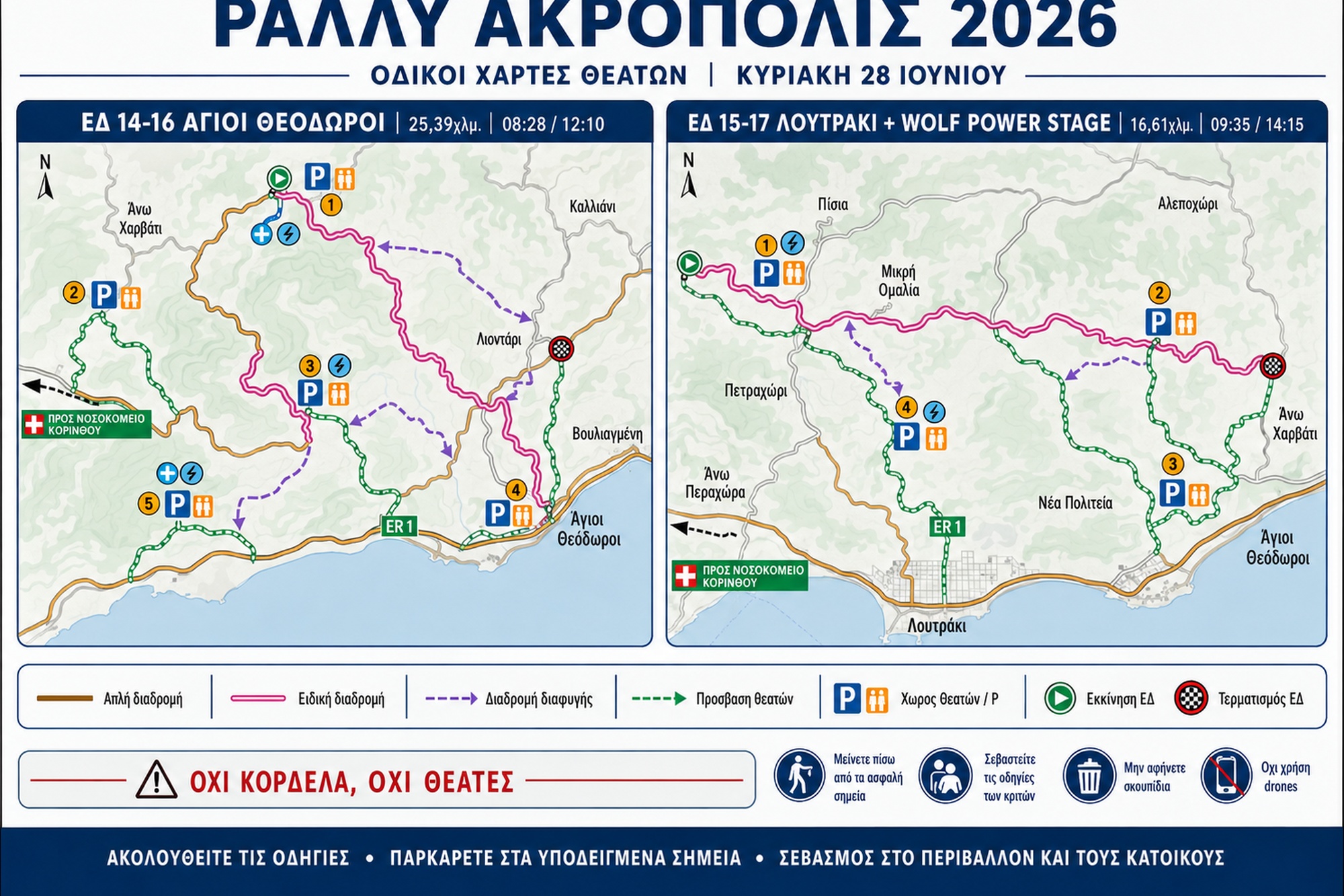 Βγήκαν οι προσβάσεις θεατών για όλες τις ειδικές του Ράλι Ακρόπολις 2026 