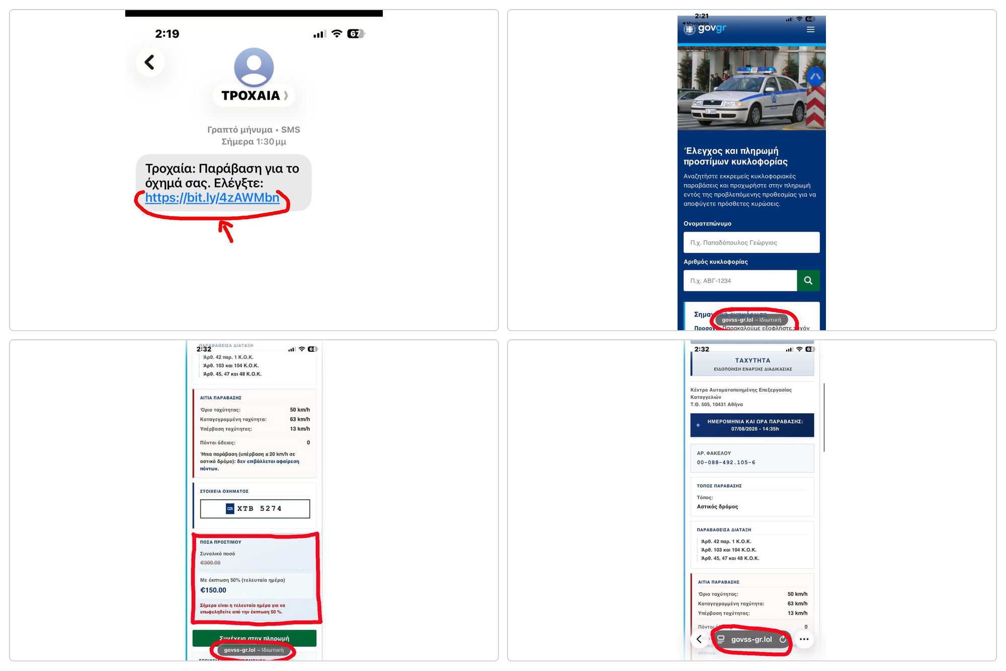 Παγίδα με SMS για δήθεν πρόστιμα της Τροχαίας